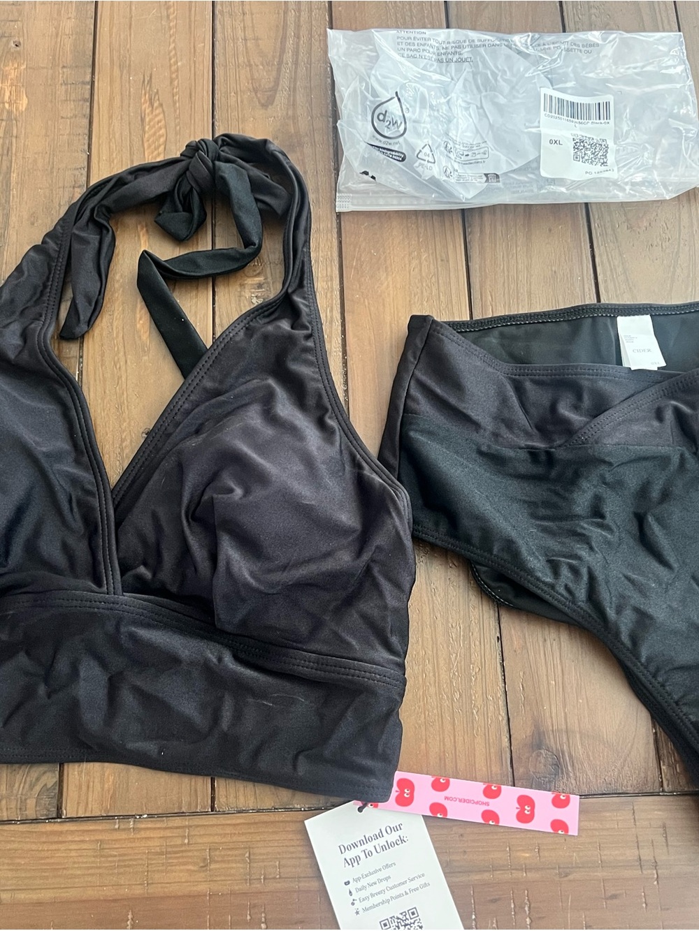 Cider Black Halter Bikini Set